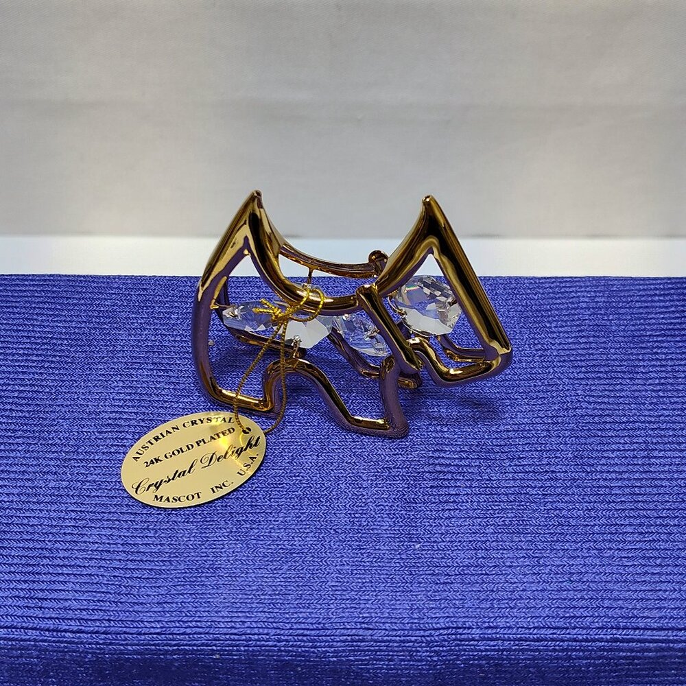 Crystal Delight 24K Gold Plated Terrier Dog Suncatcher Austrian Crystal 1995 VTG